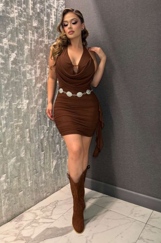 Brown halter dress