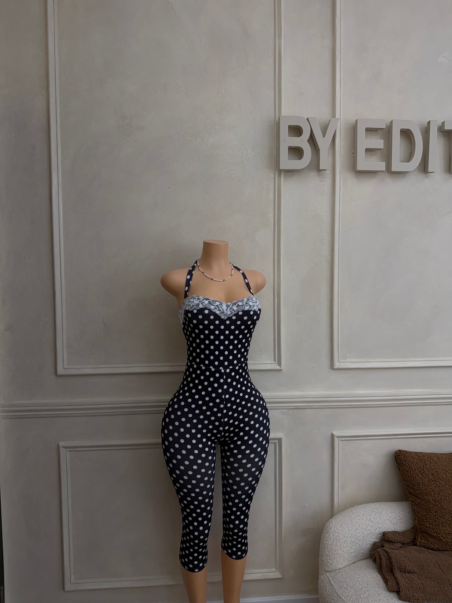 Polka dot lace jumpsuit