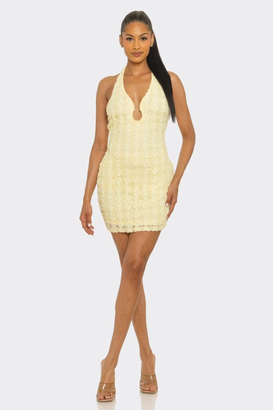 Butter yellow flower texture dress