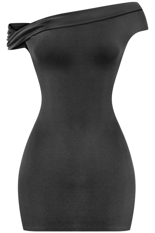 Black off shoulder bodycon dress