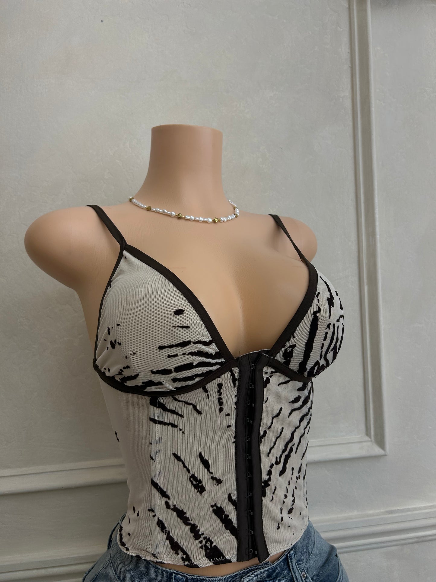 Animal mesh corset top