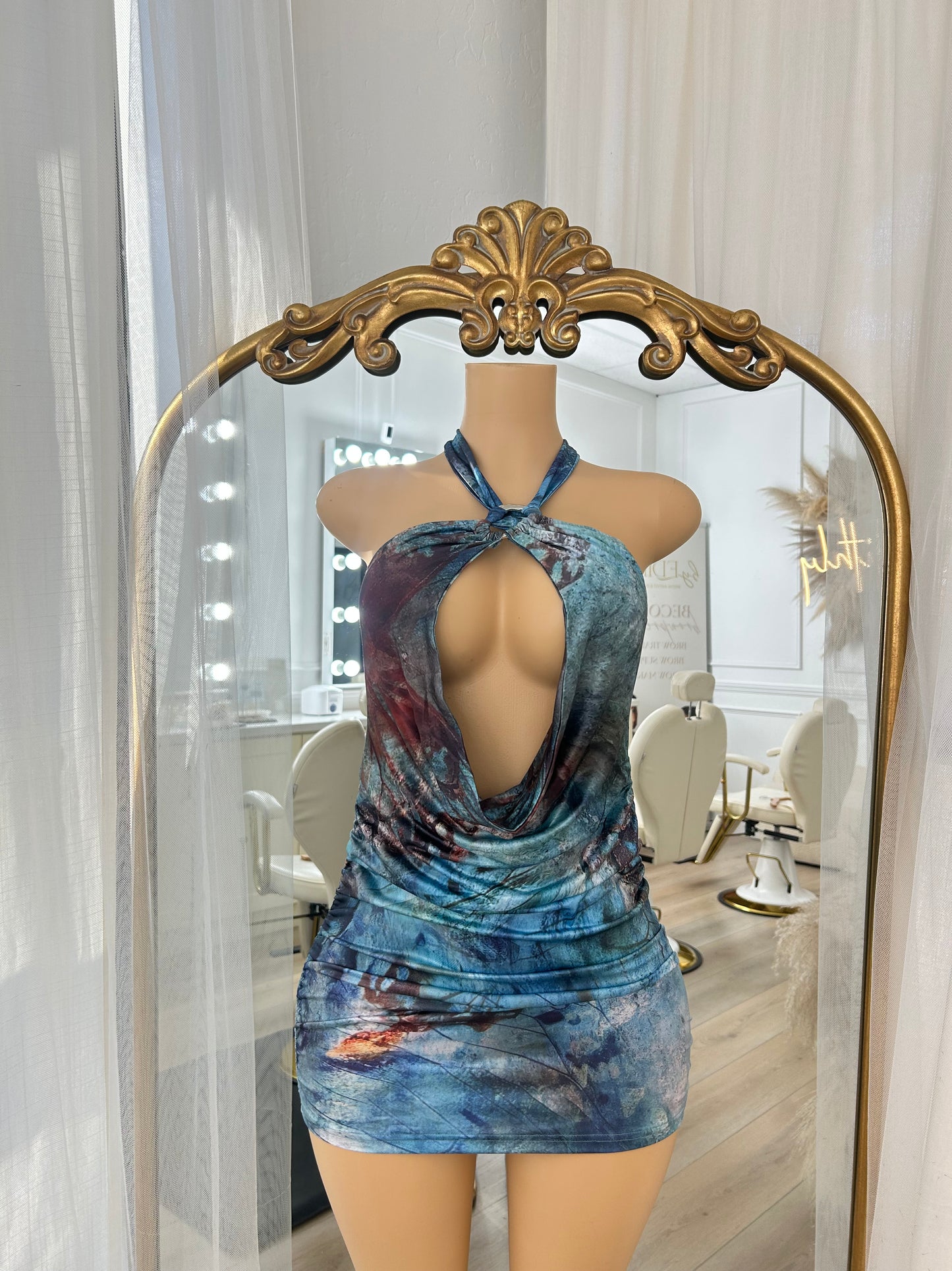 Blue Summer Print Bae Dress