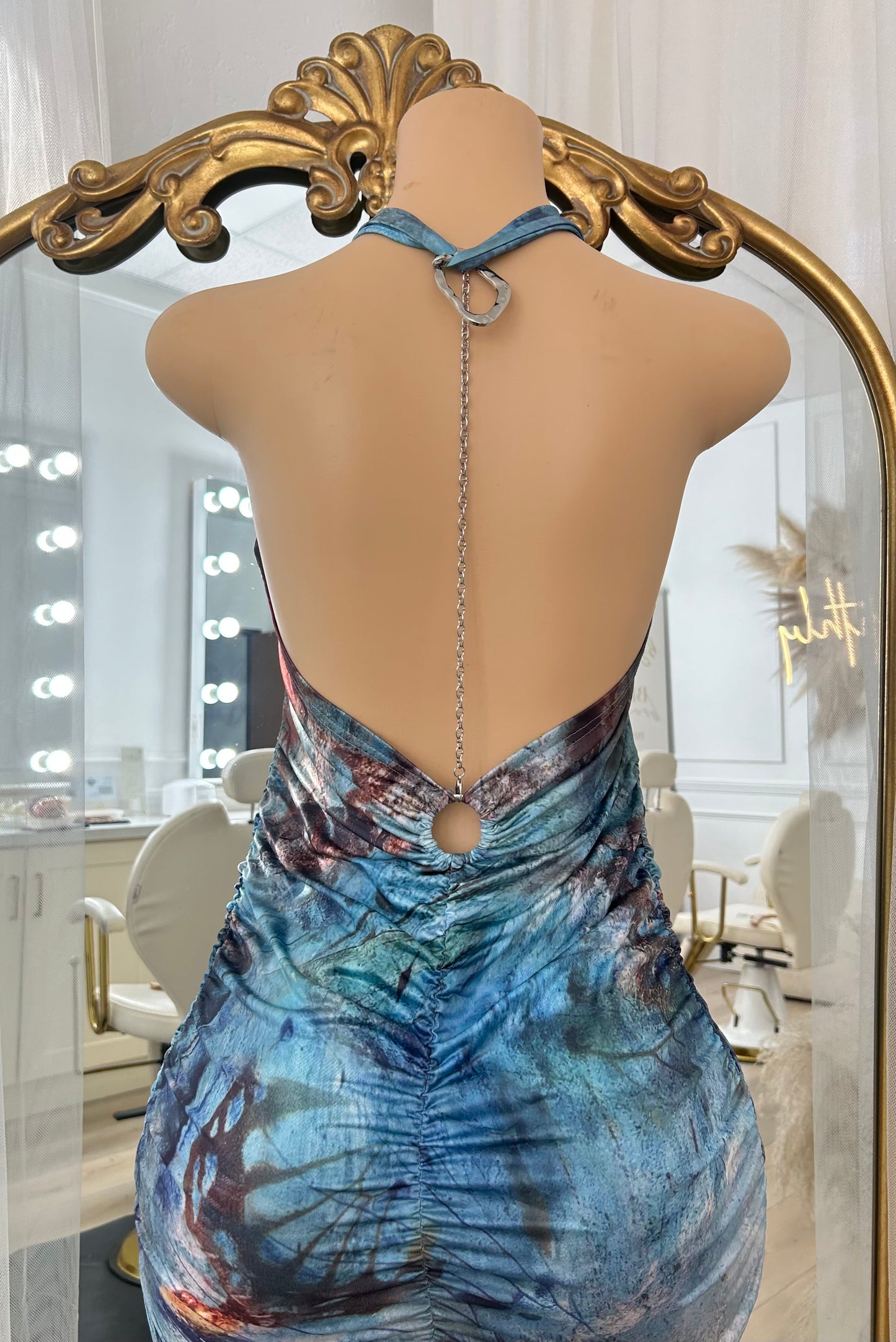 Blue Summer Print Bae Dress