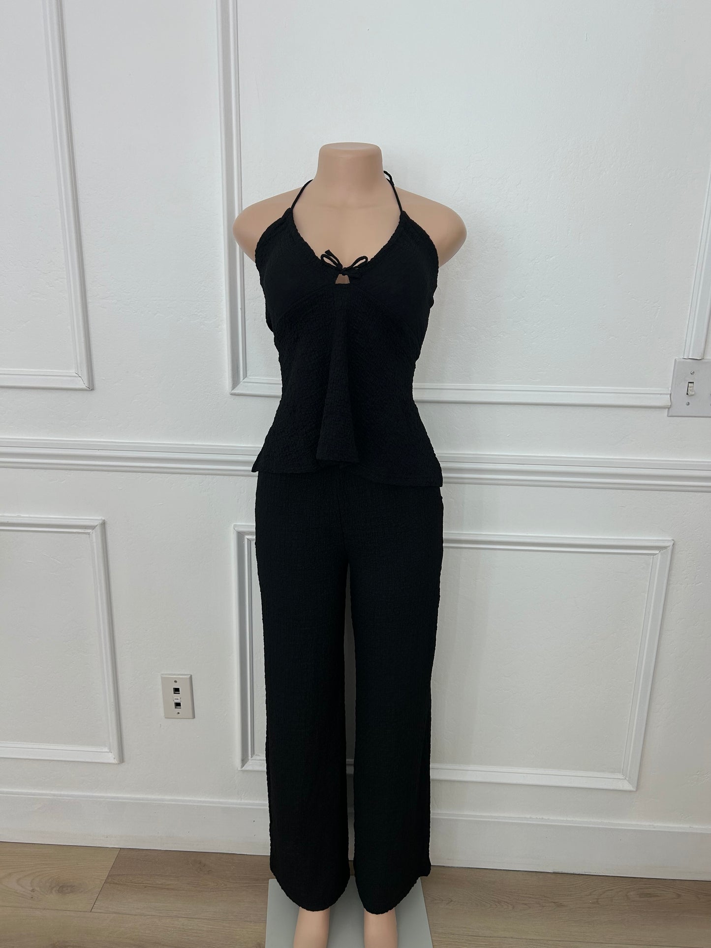 Black Top and Pants Set