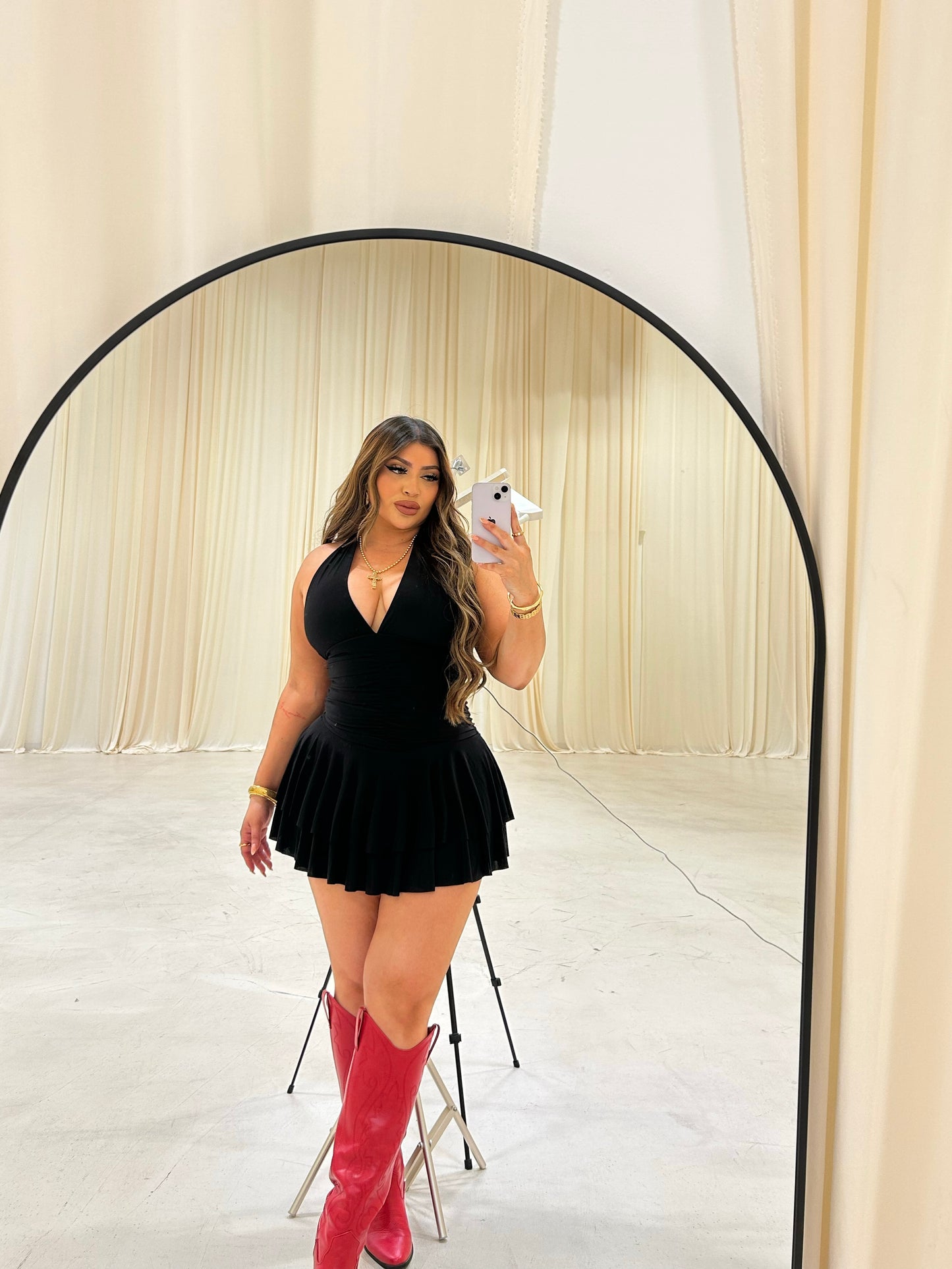 Black Halter Flowy Dress