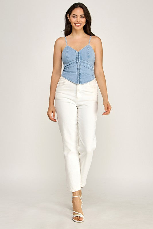 Denim sleeveless top