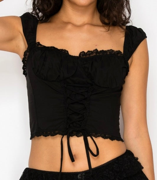 Black corset cotton top