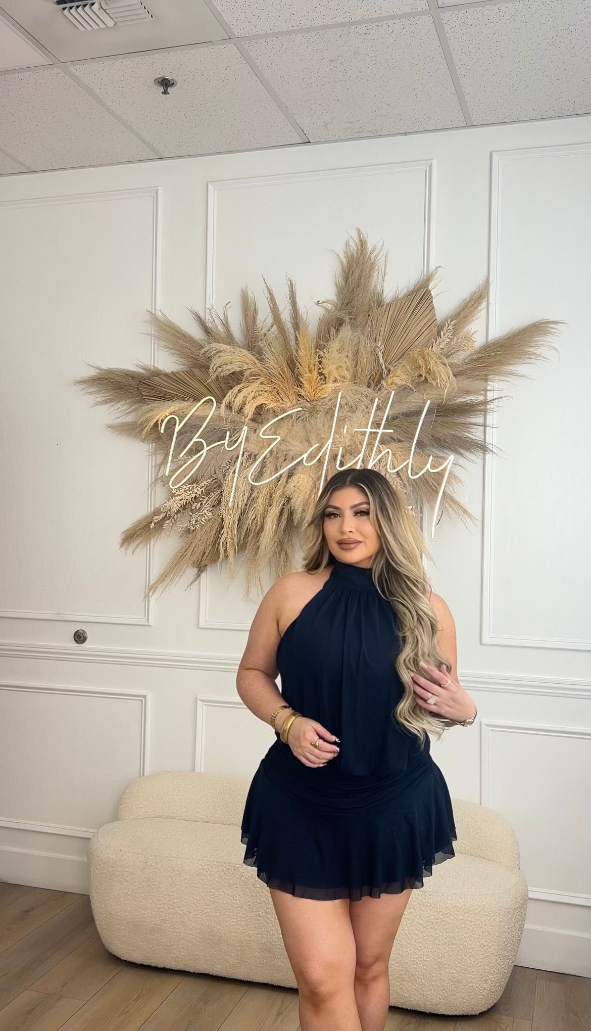 Midnight mesh halter dress