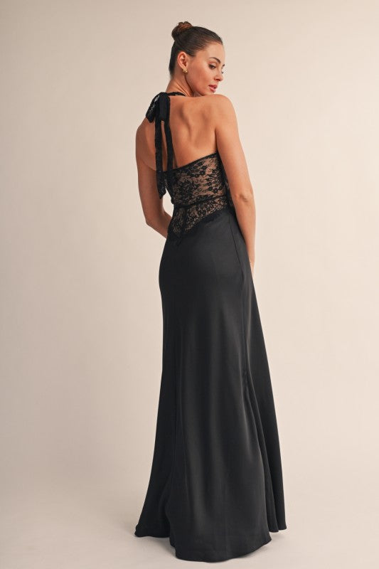 Lace black maxi dress