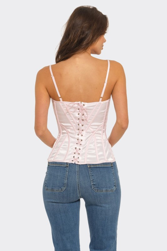 Satin light bustier top
