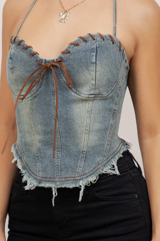 Denim halter top