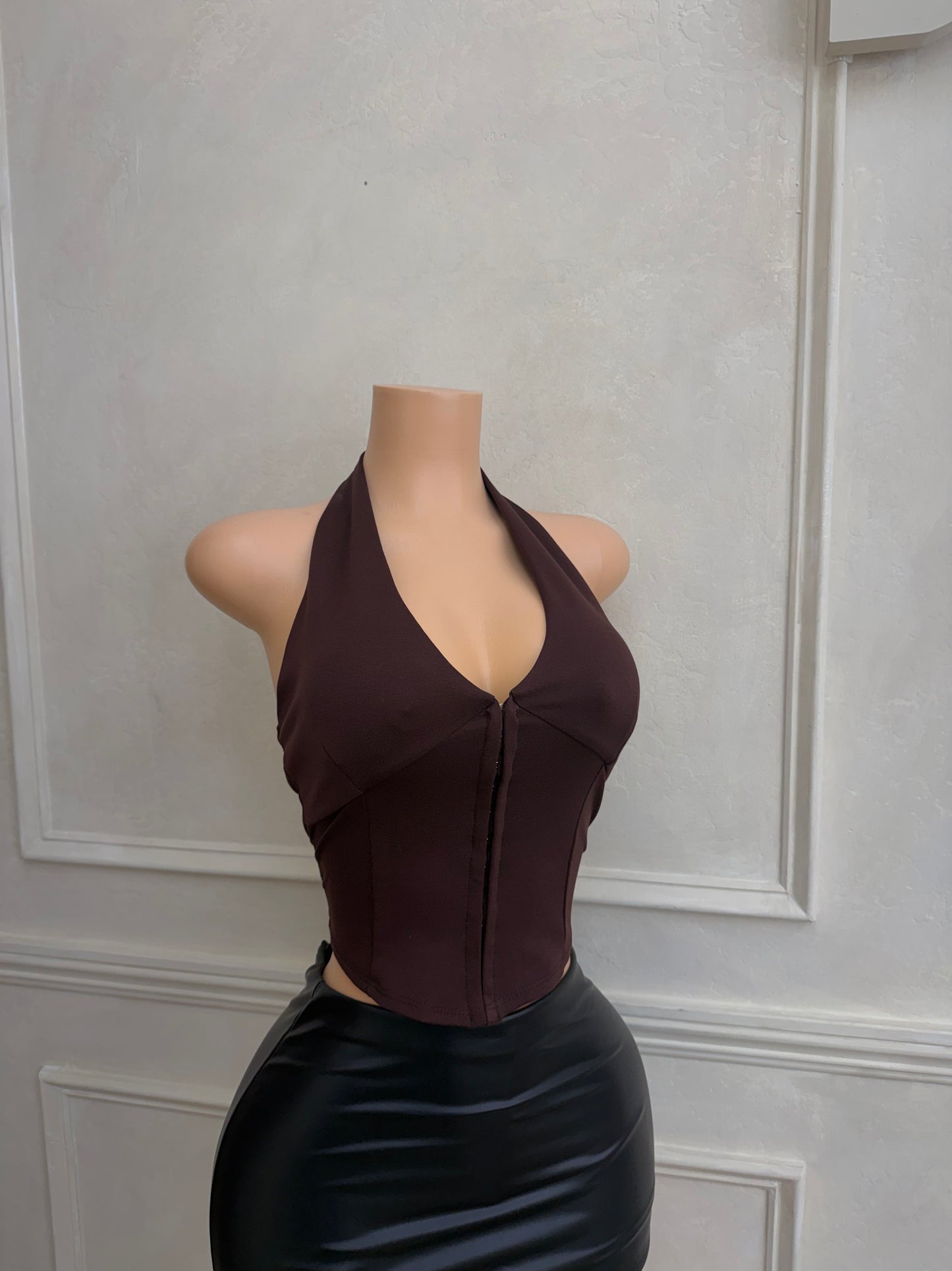 Brown halter corset top