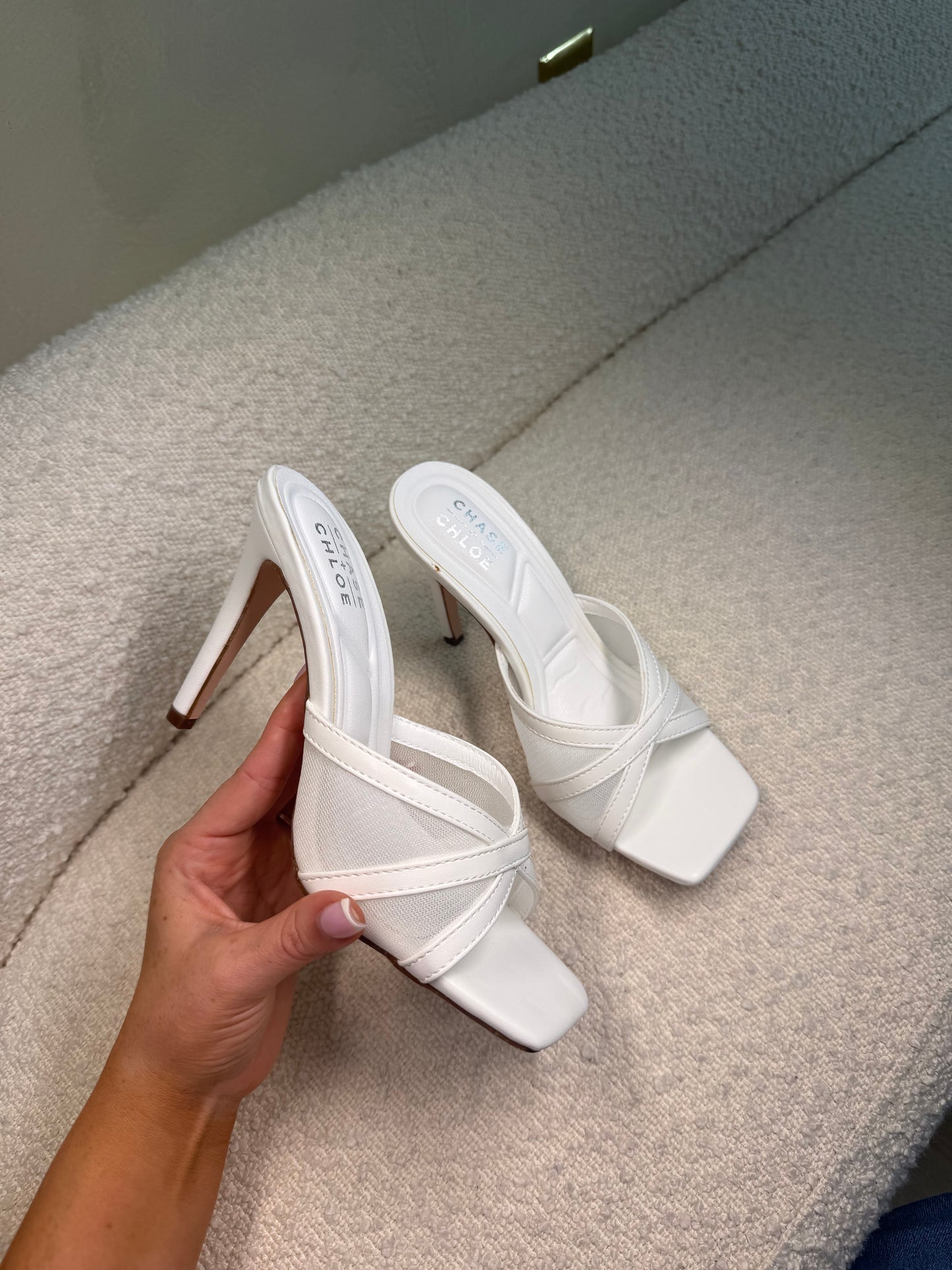 White kitten heel