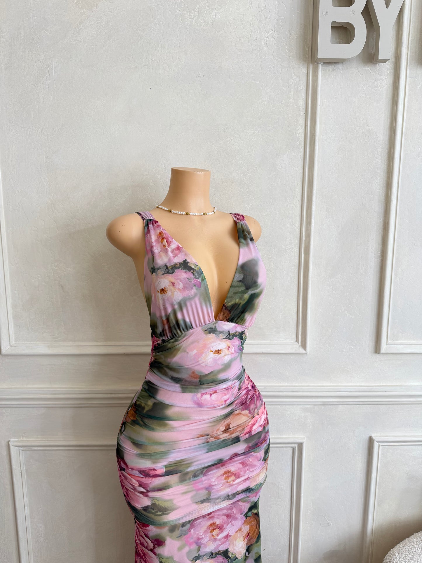 Mauve combo floral maxi dress