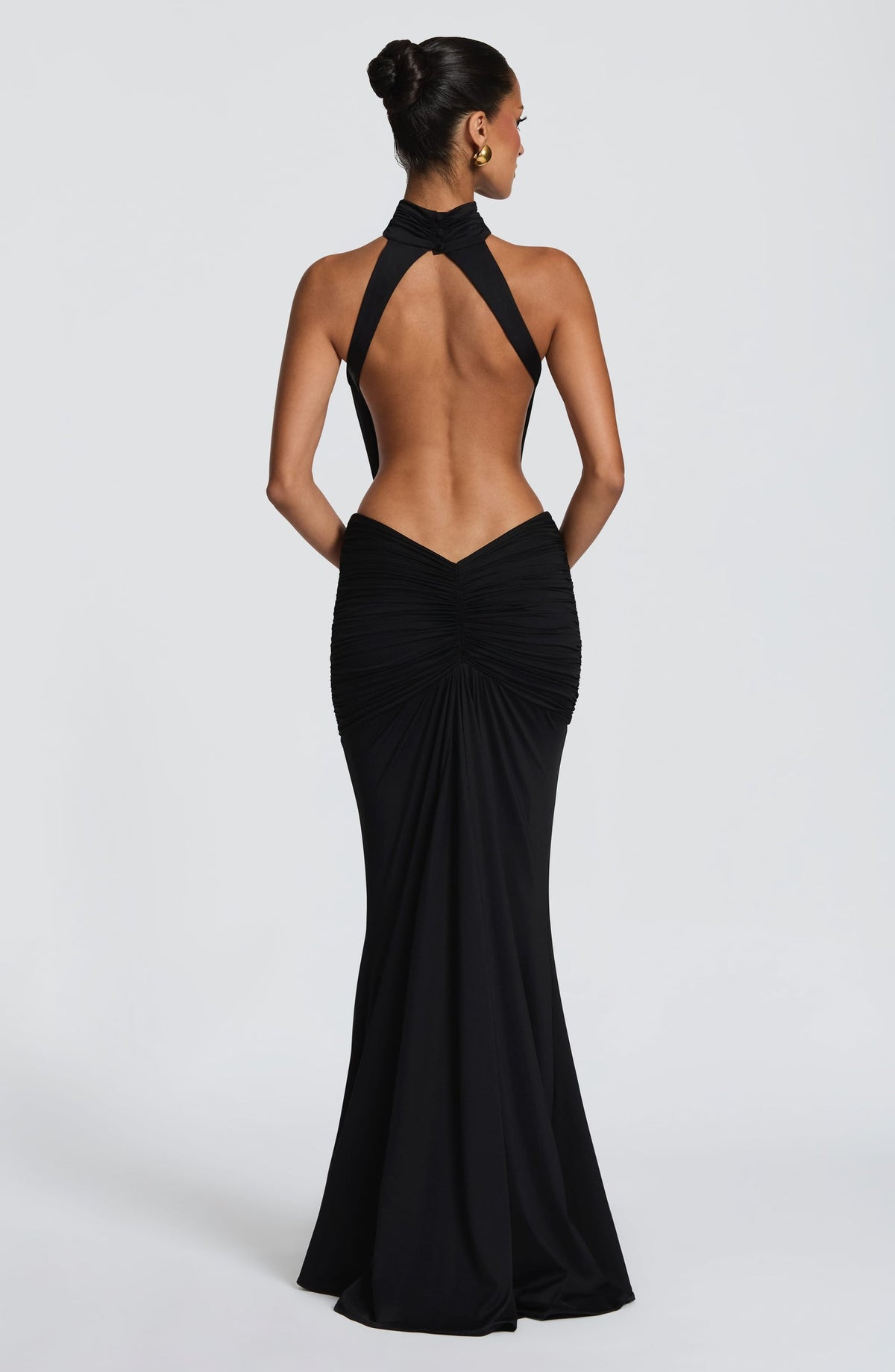 Black halter backless dress