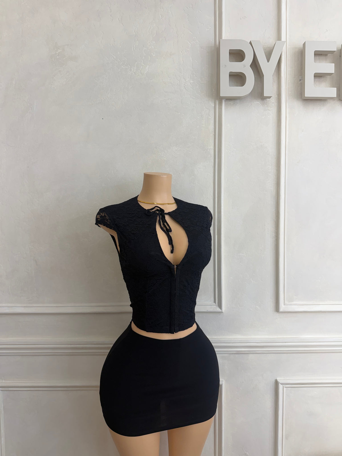 Lace top and skirt set