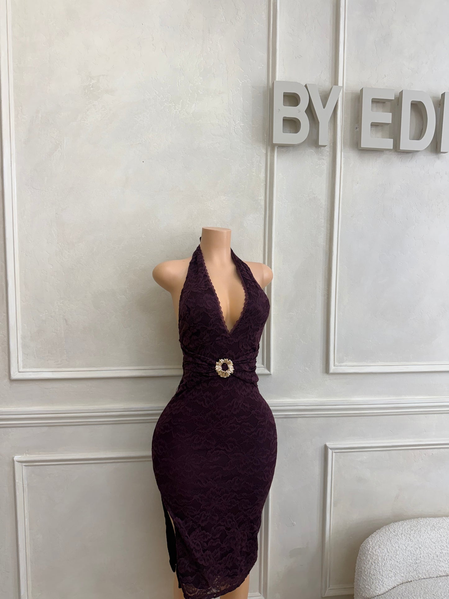 Plum halter midi dress