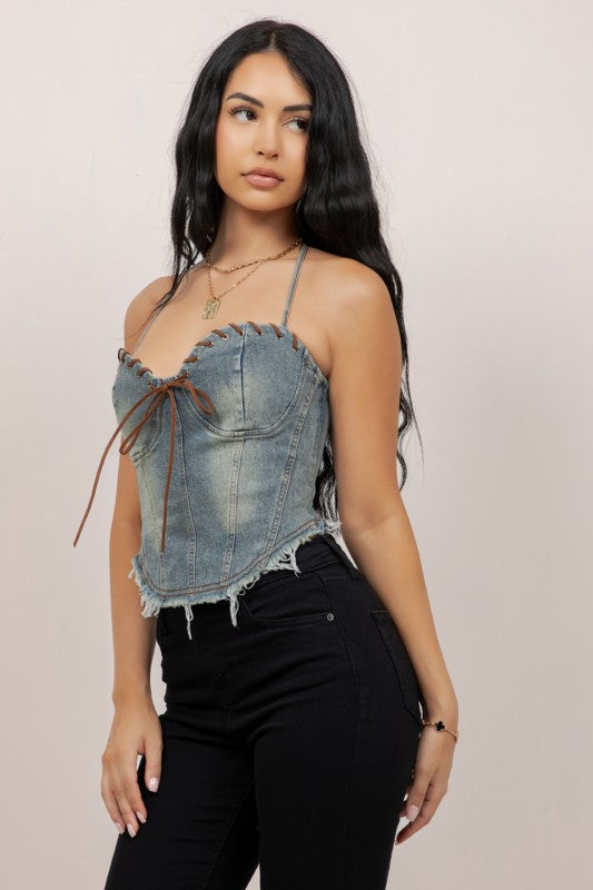 Denim halter top