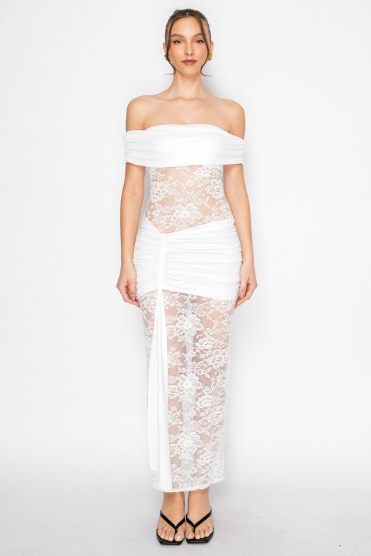 White lace maxi dress