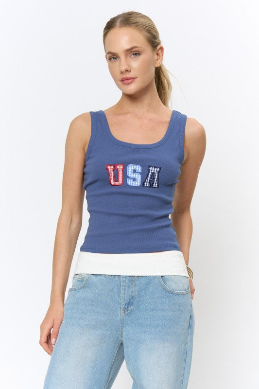 u.s.a blue tank shirt