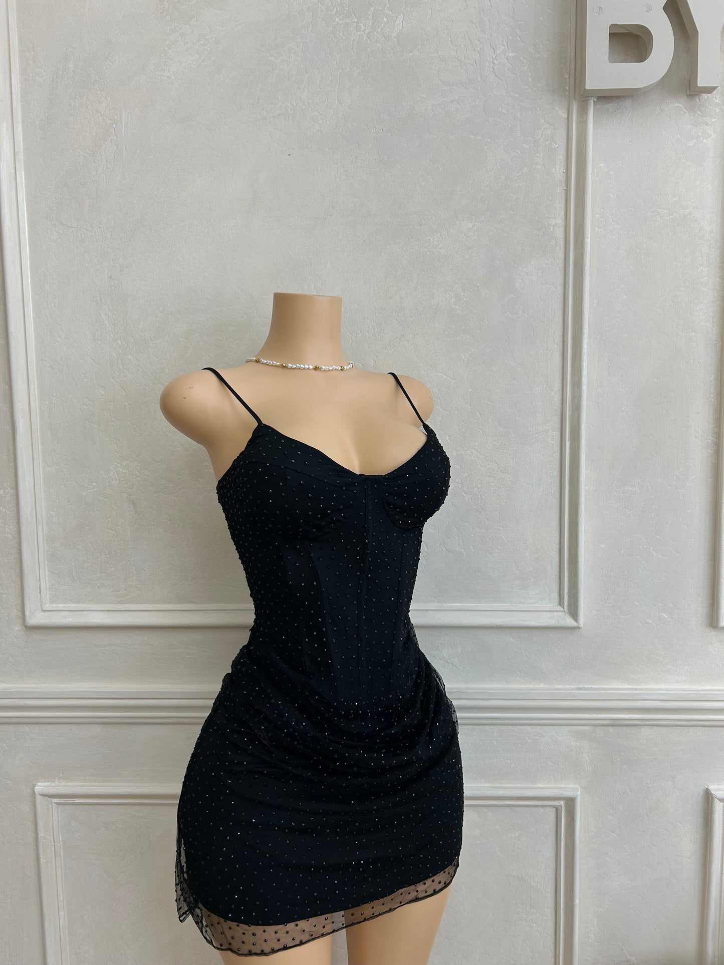 Black rhinestone corset dress