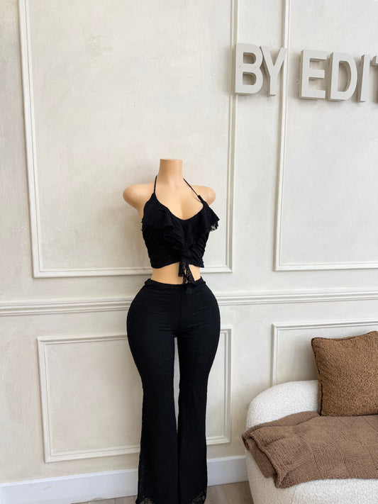 Black pant top set