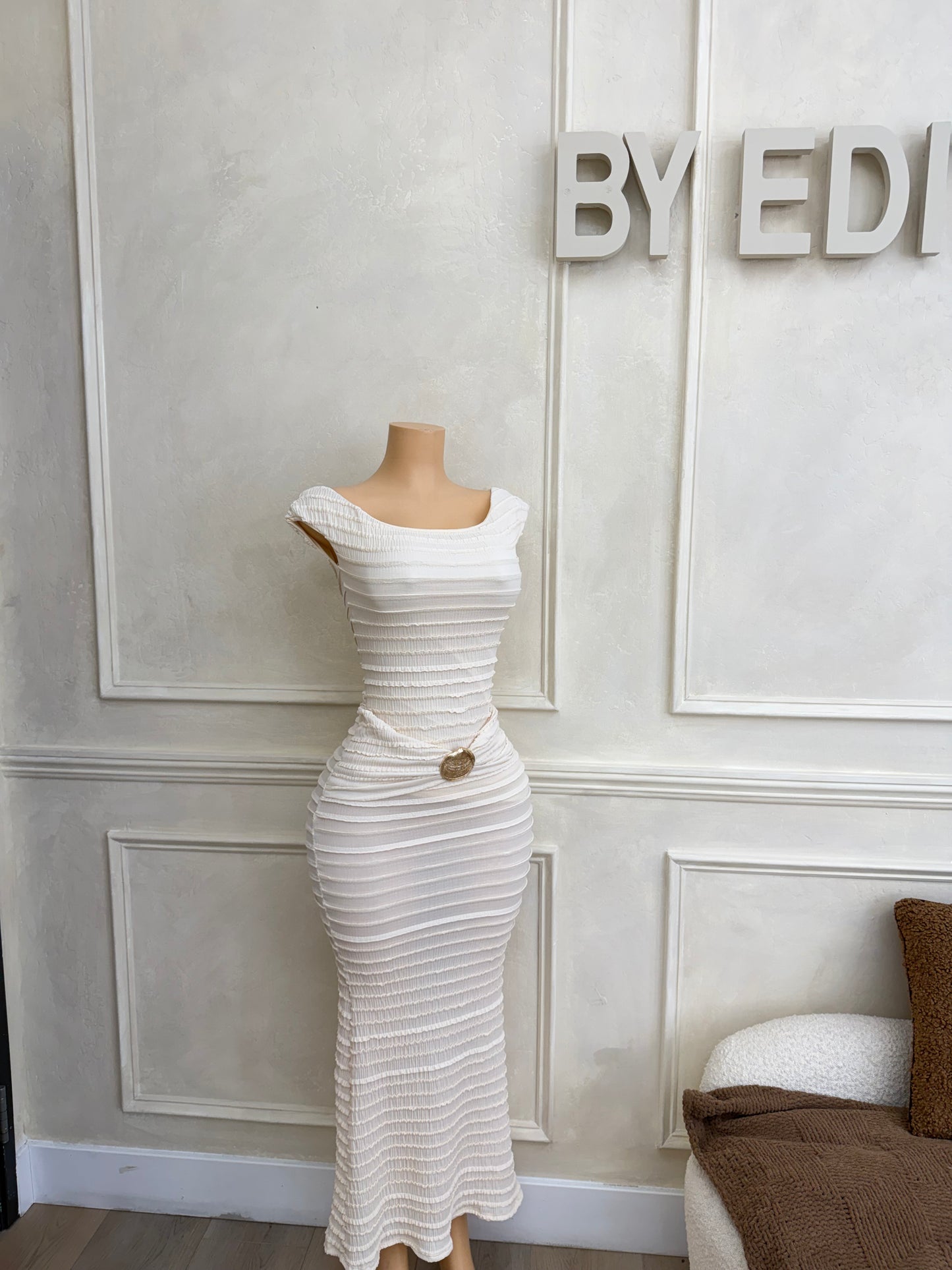 Cream textured maxi dress