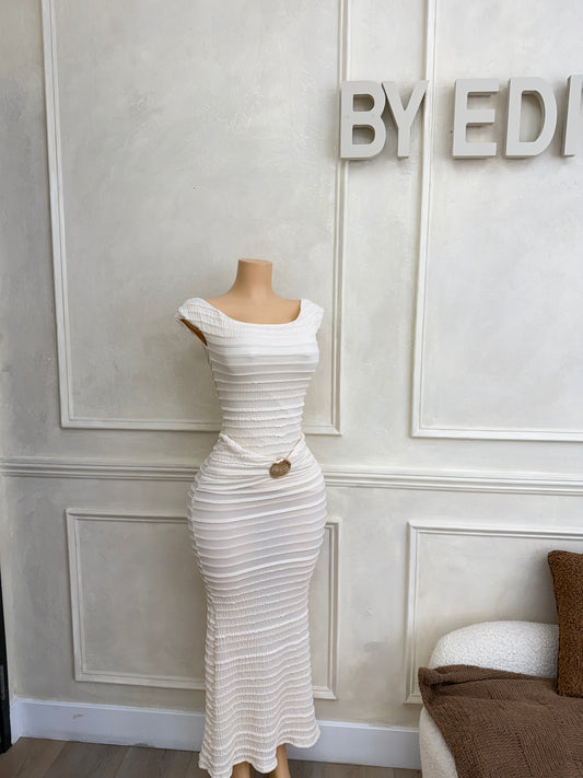 Cream textured maxi dress