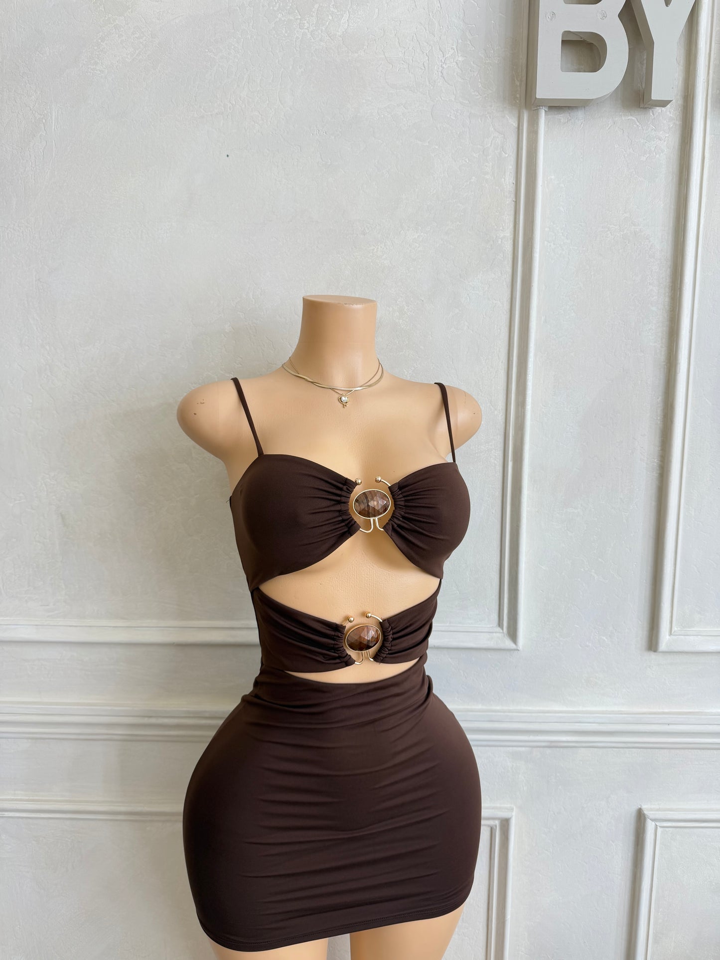 Brown cutout dress