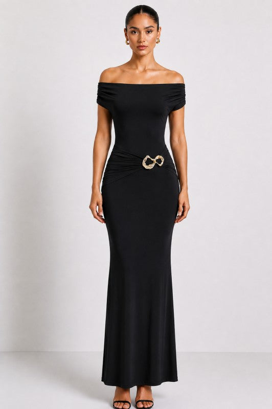 Black off shoulder maxi dress