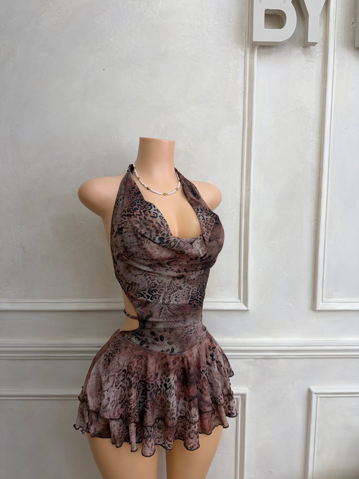 Animal print dress with shorts