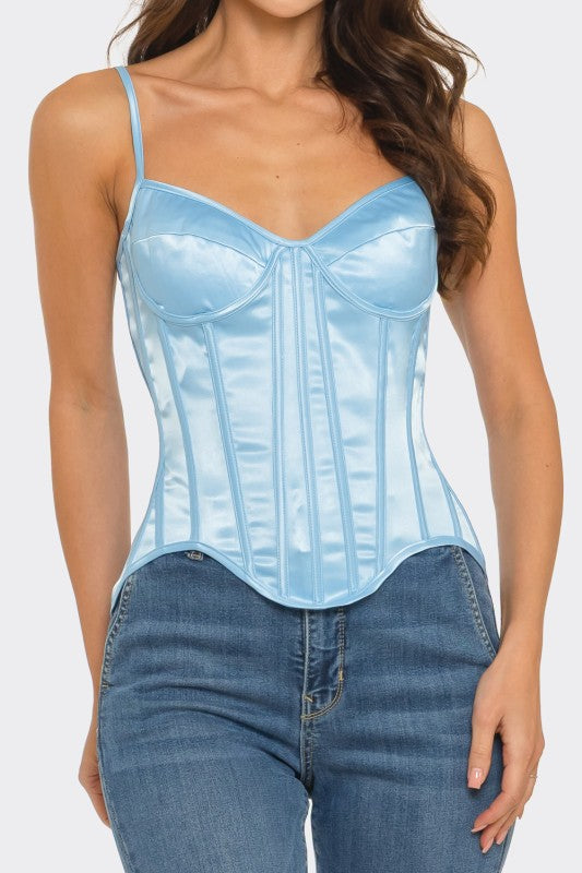 Light blue bustier top