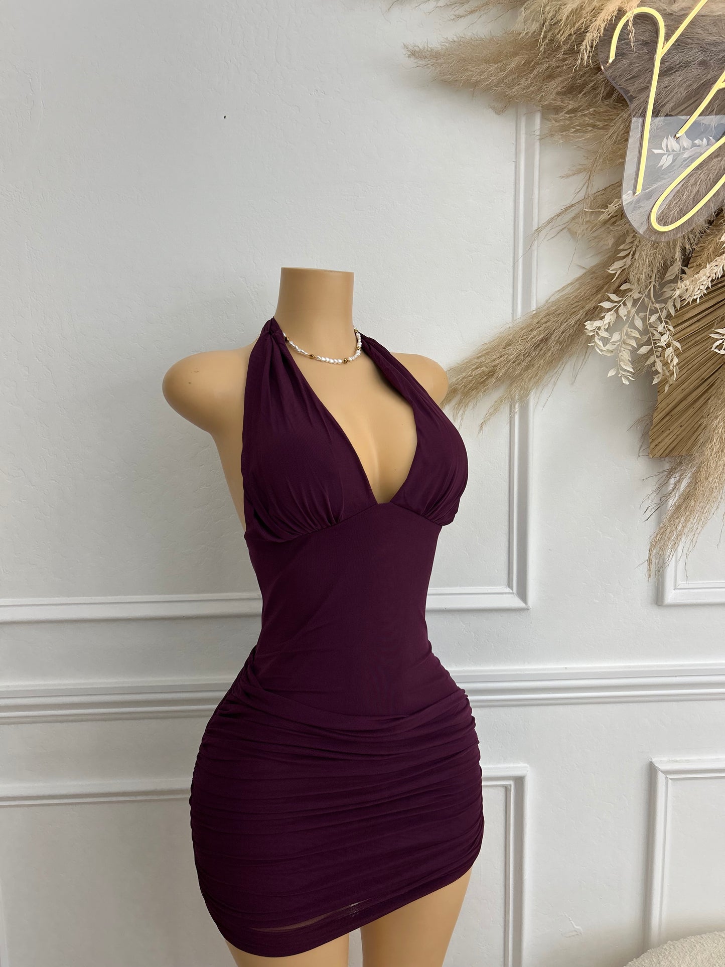 Plum halter dress