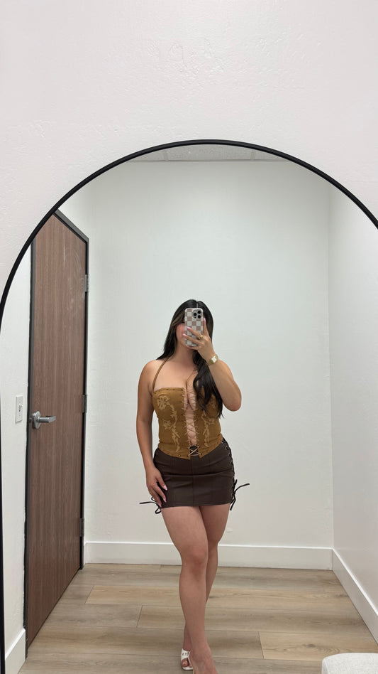 Brown leather skirt bottoms