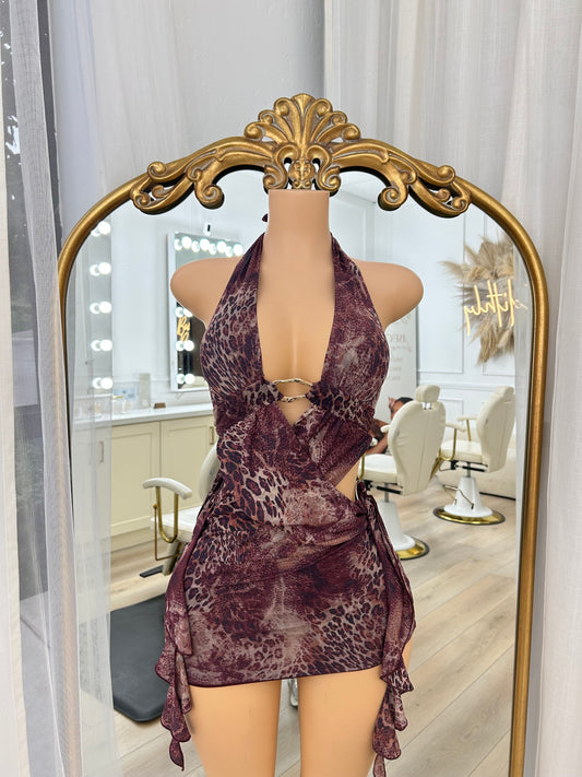 Halter animal print dress