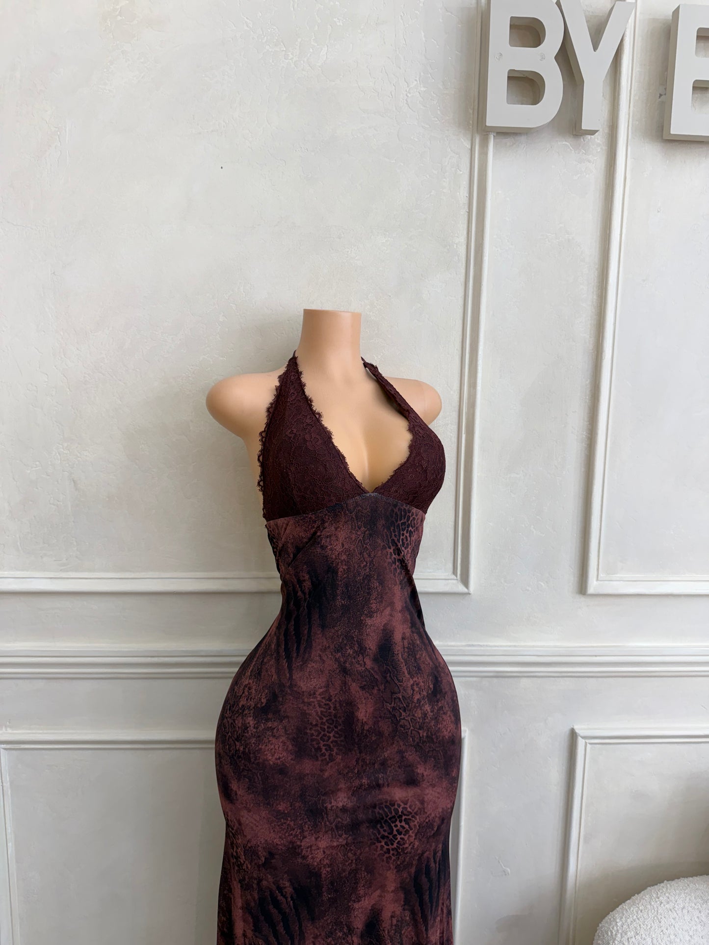 Burgundy halter maxi dress