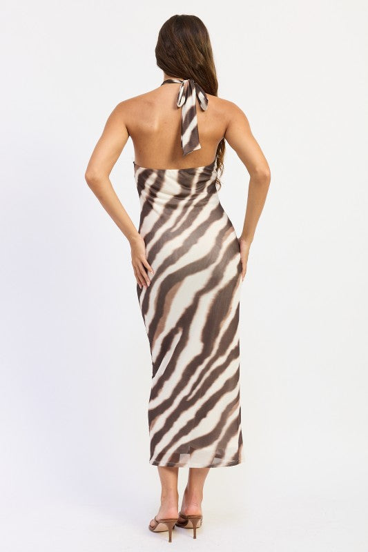 Zebra maxi halter dress
