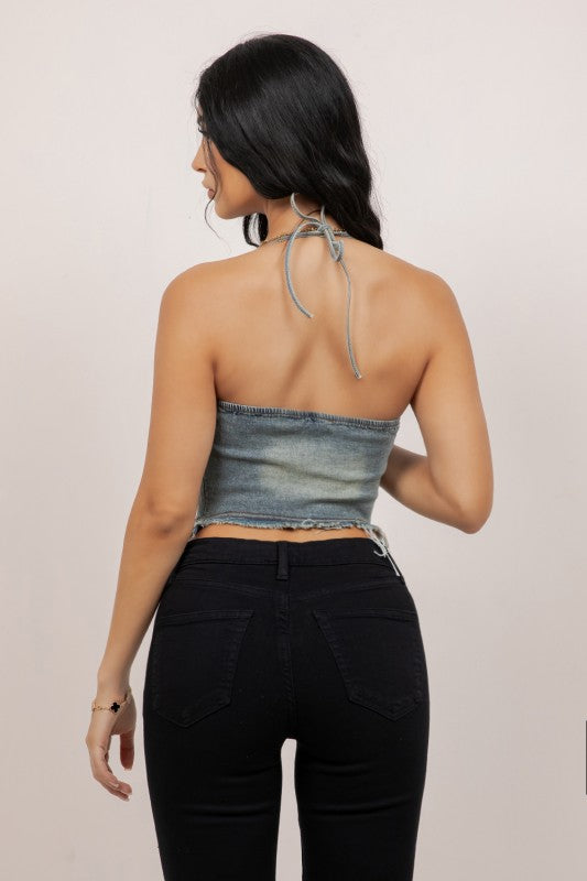 Denim halter top