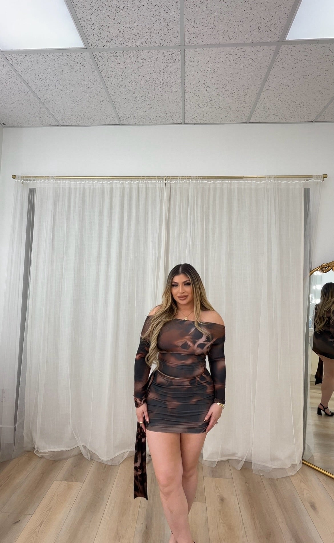 Off shoulder top and skirt set