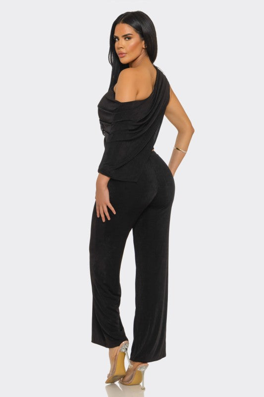 Black off shoulder pant set