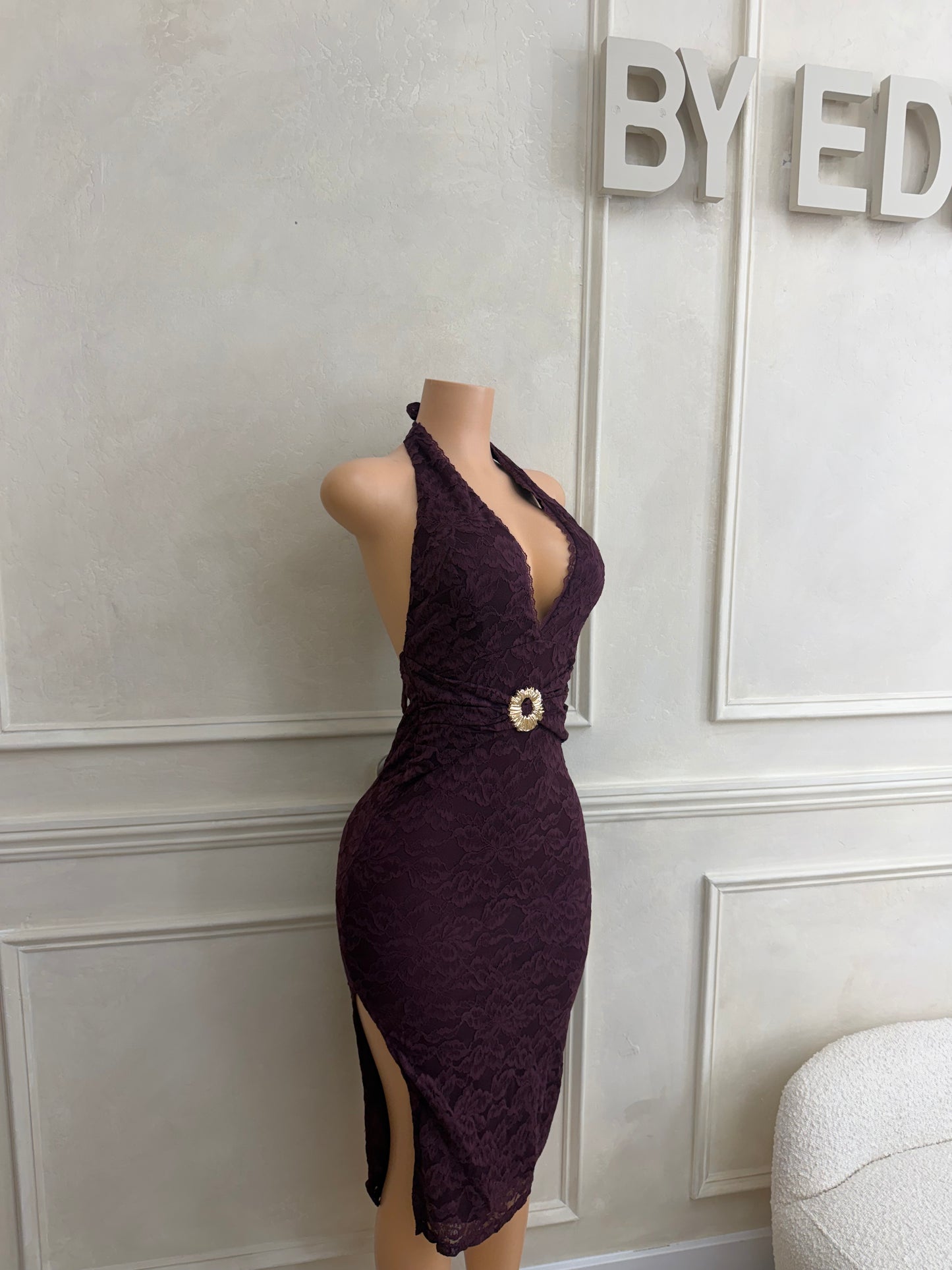 Plum halter midi dress