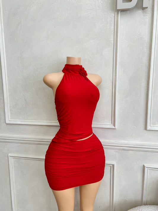 Red halter 2pc set