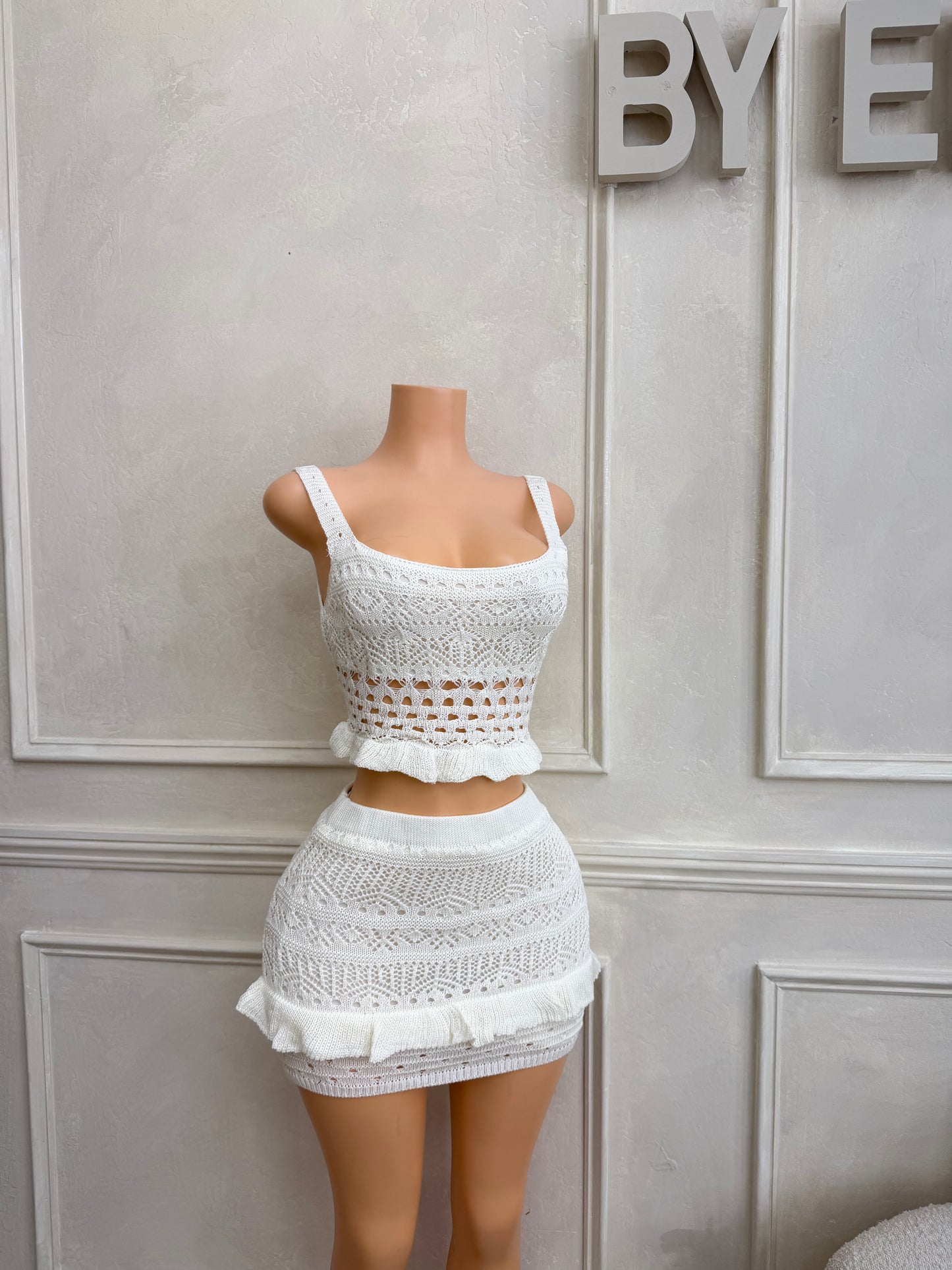 Knitted top and skirt set