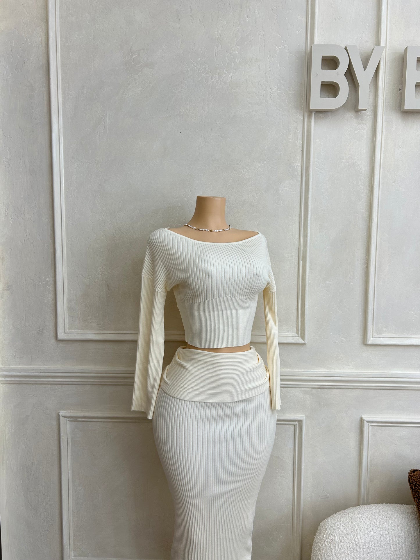 Cream maxi skirt set