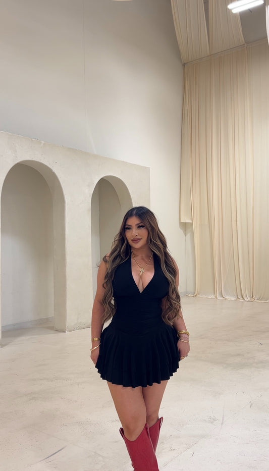 Black Halter Flowy Dress