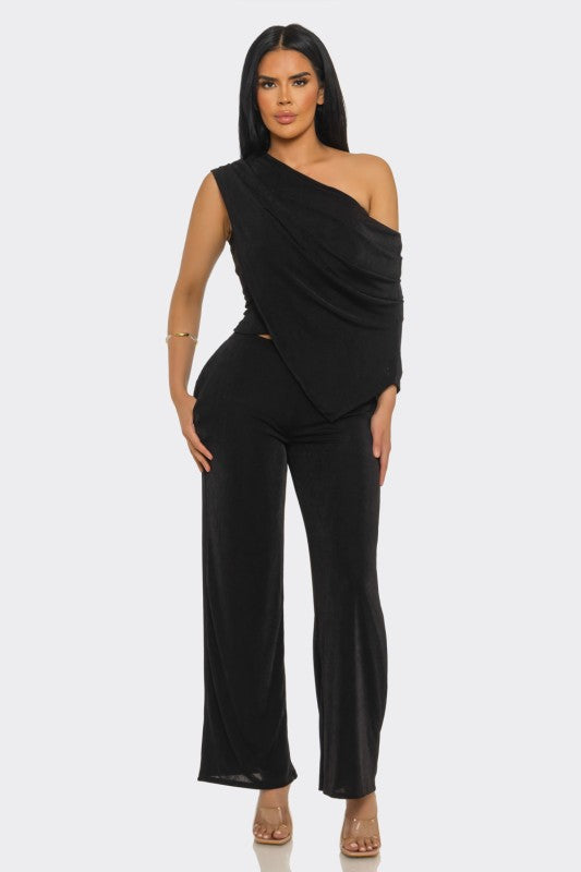 Black off shoulder pant set