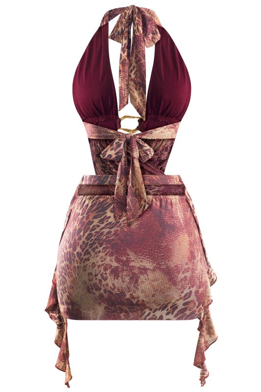 Halter animal print dress