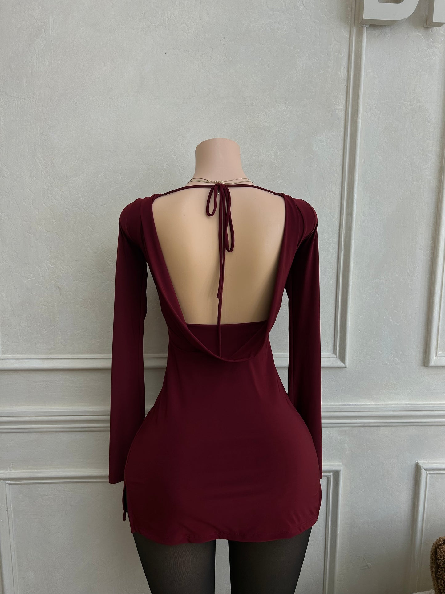 Burgundy back cowl neck