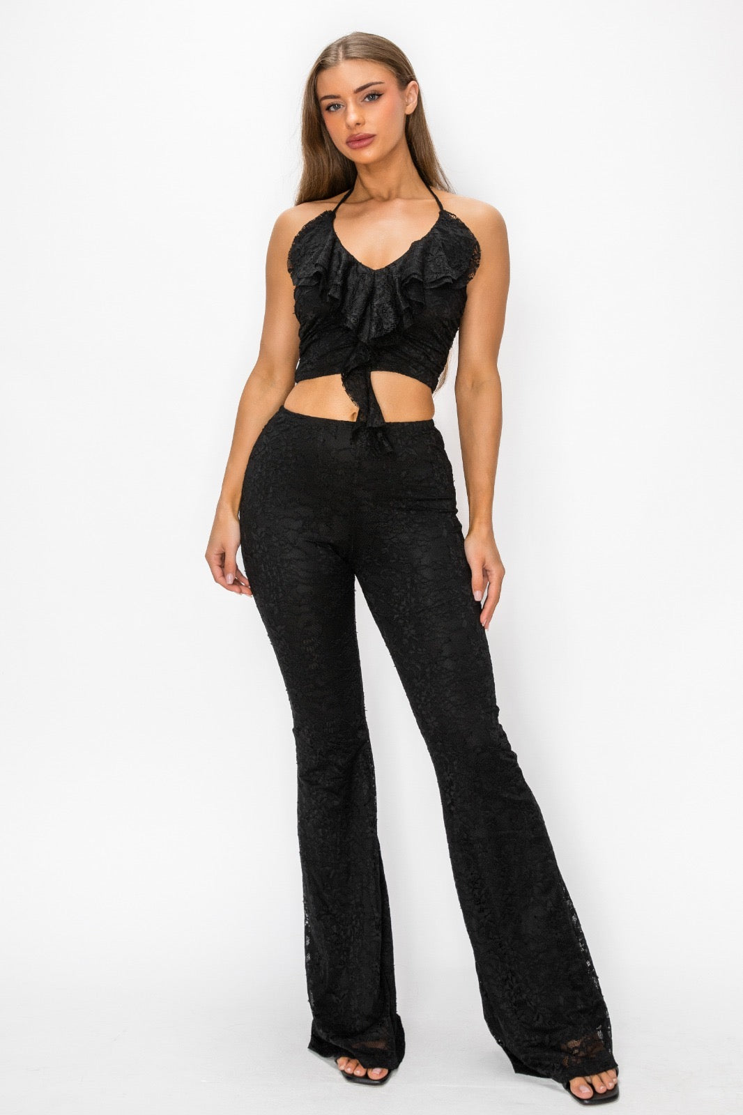 Black pant top set