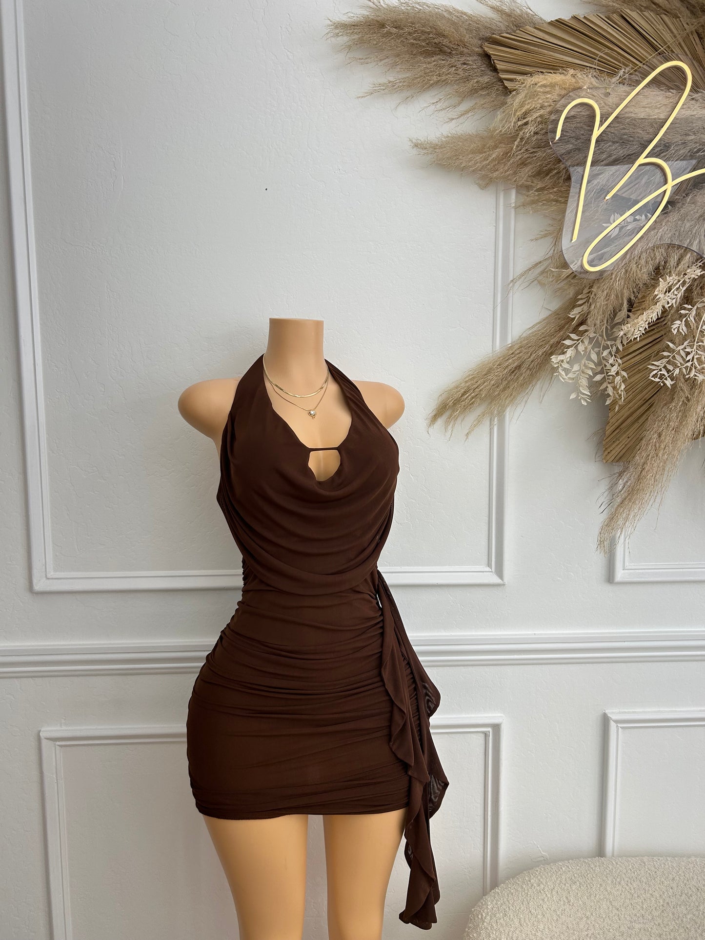 Brown halter dress